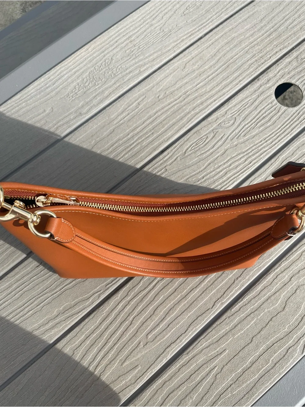Coach Laurel Tan Leather Shoulder Bag with Gold Hardware